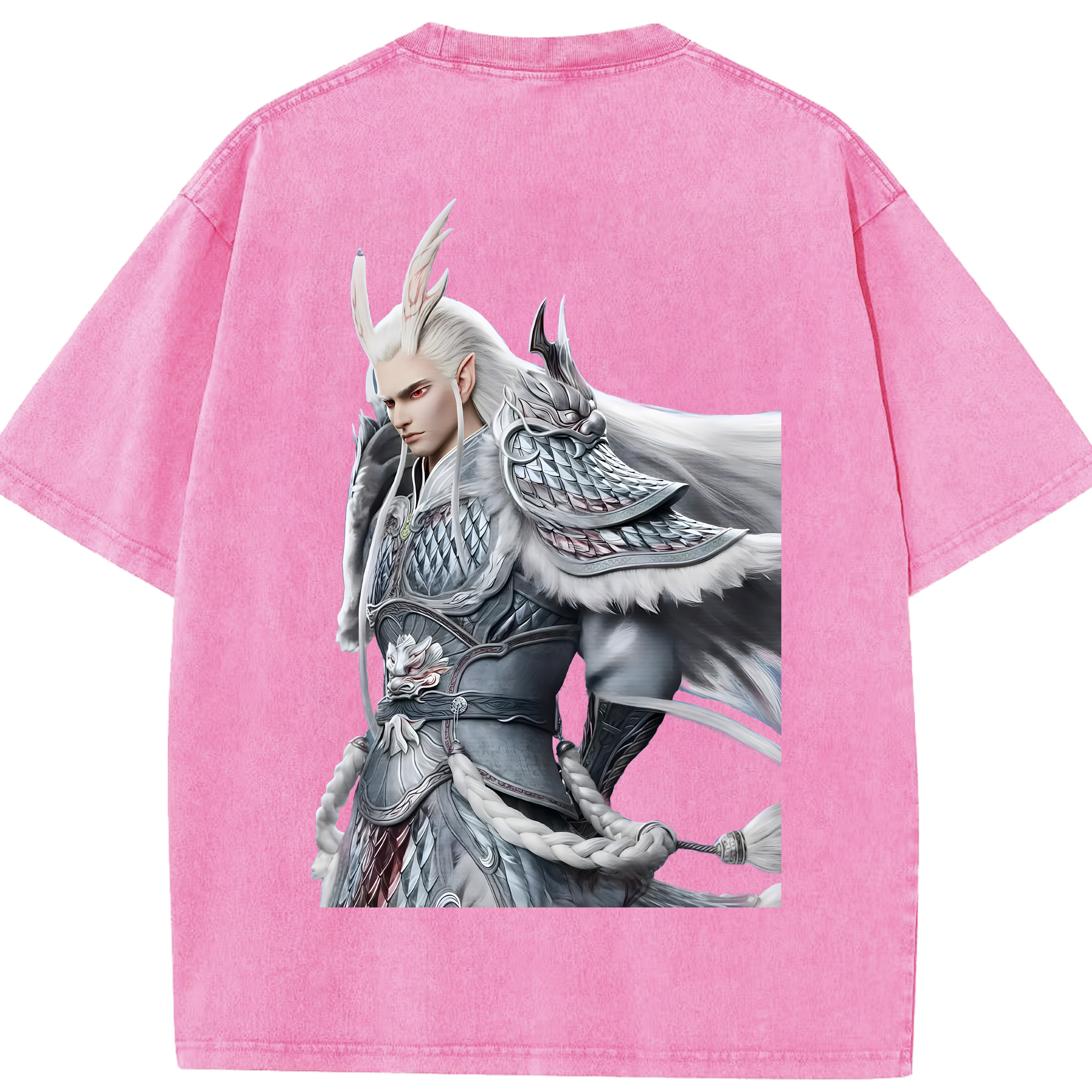 （画像用） Ne Zha 2 ナタ 魔童の大暴れ 綿100% ヴィンテージ風 半袖Tシャツ（背面プリント）